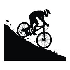 Fototapeta premium Downhill MTB Turn Silhouette Vector