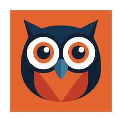Obraz premium Stylized Owl Face with Wide Eyes for Wisdom and Education