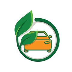 sustainable icon. eco friendly car vector. electric car symbol. reuse, recycle, zero emission, green energy, web, technology. simple design style 3d