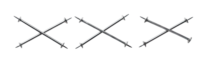 A dynamic arrangement of intersecting metal rods creating a visually striking pattern. set against a plain background. ideal for industrial design or abstract art applications