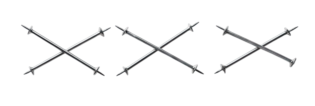 A dynamic arrangement of intersecting metal rods creating a visually striking pattern. set against a plain background. ideal for industrial design or abstract art applications