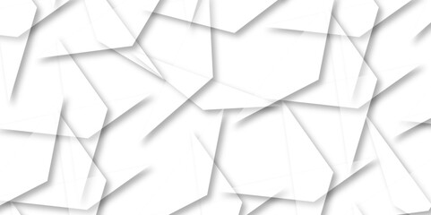 Abstract background with liens and triangles shape on white background. White and grey geometric overlapping rectangle pattern Geometric background soft shadows as patten ..White polygon textured .