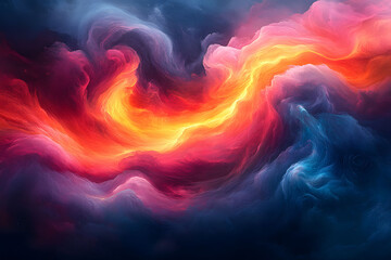 Obraz premium Abstract Fiery Horizon in Cosmic Cloudscape Art for Modern Design