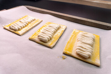 Cheese Danish. Puff pastry dessert. Cream cheese. Pastry. Food