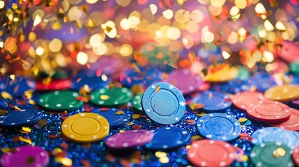 Recovery celebration with chips marking sobriety milestones