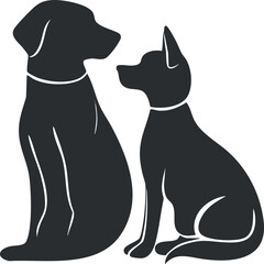 Silhouette illustration of two dogs sitting side by side showing companionship and loyalty.