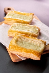 Cheese Danish. Puff pastry dessert. Cream cheese. Pastry. Food