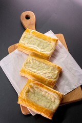 Cheese Danish. Puff pastry dessert. Cream cheese. Pastry. Food