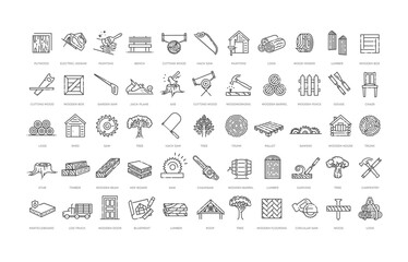 Timber Wood Industrial Production. Sawmill symbols