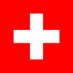 Obraz premium Swiss flag with white cross on red