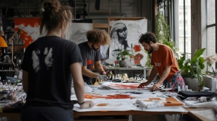 Artistic collaboration in a vibrant sustainable design studio