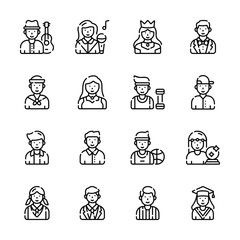 Fototapeta premium Check out amazing set of human profiles line style icons