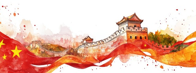 Obraz premium Flat Illustration Design: Great Barrier Reef Coral (Watercolor)