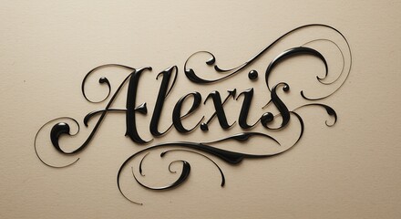 Alexis Calligraphy Black Design on Beige Background