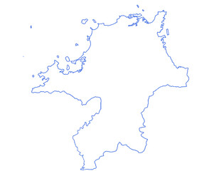 福岡県　地図　白　イラスト