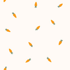 Vector illustration. Mini carrots seamless pattern, summer fabric design, baby clothes print, mini fruit seamless pattern