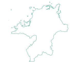 Obraz premium 福岡県 地図 白 イラスト