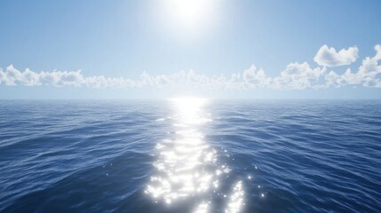Serene ocean vista under a brilliant sky.