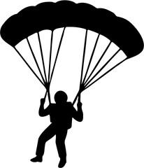 silhouette of a man with a parachute
