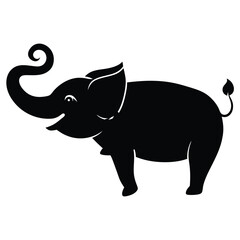 Vector flat black silhouette of a pig isolated  Adobe Illustrator Artwork