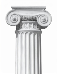 Obraz premium Elegant white stone column in classical Greek Ionic style, perfect for historical or academic design
