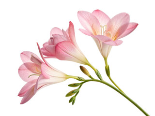 Beautiful freesia flowers in soft pink hues create delicate and charming display, perfect for brightening any space