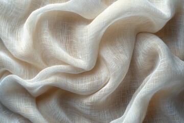 Creamy Beige Draped Fabric Texture Soft, Luxurious Textile Background