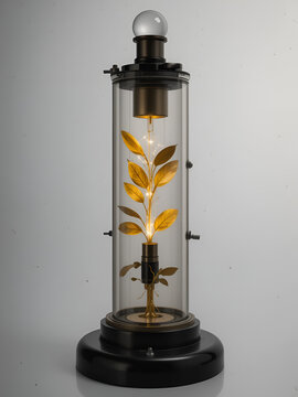 Electroscope on isolated. Used in physics education to demonstrate the principles of electrostatics. Gold leaves closed.