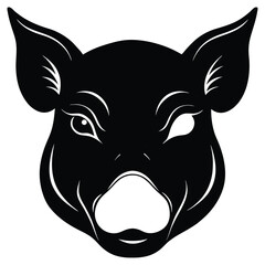 Vector flat black silhouette of a pig isolated  Adobe Illustrator Artwork