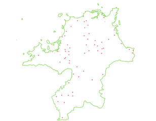 福岡県　地図　白　斑点　イラスト