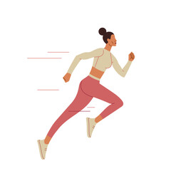 Slim woman running, side view. Concept of healthy lifestyle, weight loss, and moving forward.