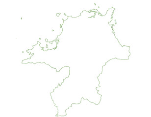 福岡県　地図　白　イラスト