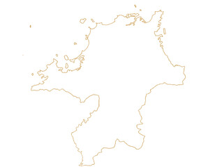 福岡県　地図　白　イラスト