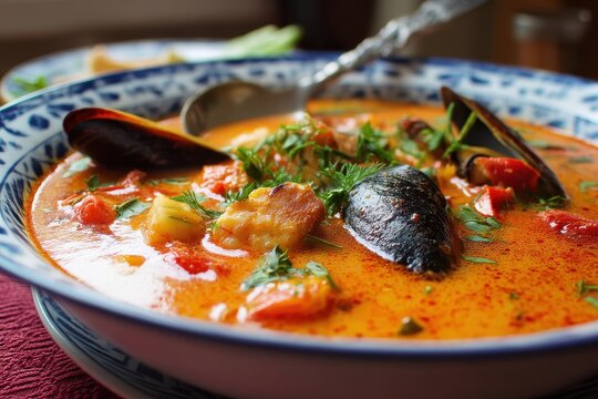 Spicy Hungarian fish soup called halaszle