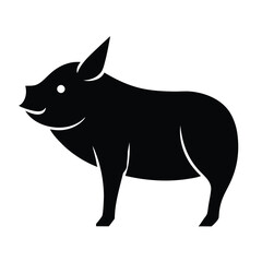 Fototapeta premium Vector flat black silhouette of a pig isolated Adobe Illustrator Artwork
