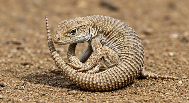 Curled Armadillo Girdled Lizard Defensive Posture Ouroborus Cataphractus Protection Reptile Ball Shape