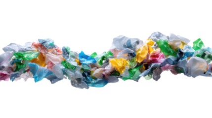 Colorful Plastic Waste: A vibrant pile of discarded plastic items, symbolizing the environmental impact of consumption and pollution.