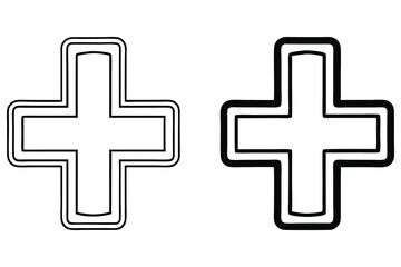 Two stylized plus signs show different line thicknesses on a transparent background