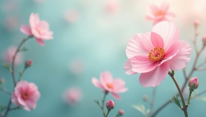 Obraz premium Subtle floral motif, pastel palette, soft focus, floral, botanical, dreamy