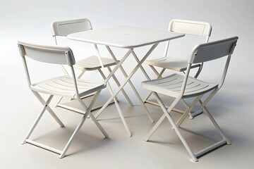 White Folding Patio Table and Chair Set Perfect for Outdoor Dining