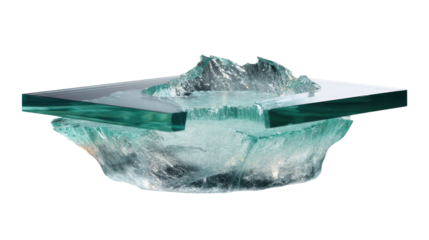 Glass Art Island: A minimalist art piece. Featuring a striking landscape created from glass.