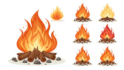Line Art Fire Thin outline flames, modern & sleek. Isolated white background