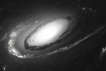 Naklejka premium Spiral Galaxy Black And White Image