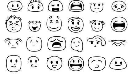 Professional Doodle Emoji Set: Smile Pictograms for Creative Projects