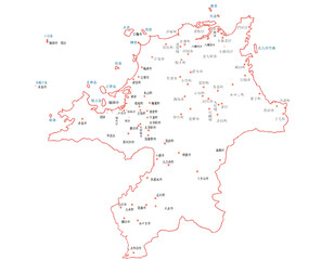 福岡県　地図　白　斑点　イラスト