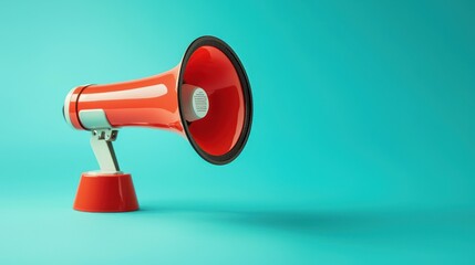 A red and black megaphone with a white background