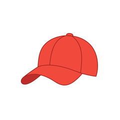Red Baseball Cap: A classic red baseball cap, featuring a curved brim and a structured crown. The cap is isolated on a white background, perfect for mockups and branding.  