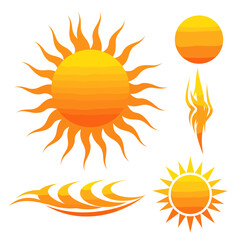 Sunny Graphics: Radiant illustrations of the sun in a set of eye-catching graphic elements.