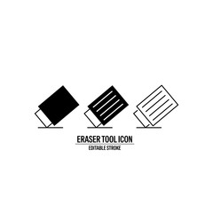 Eraser Line Style Vector Icon Black with White Background Flat Design Illustration