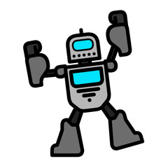 funny cartoon robot. cute gray robot cartoon character vector design with isolated on white background 